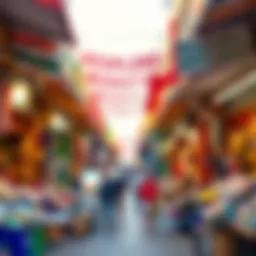 Vibrant marketplace in Dubai showcasing various affordable goods