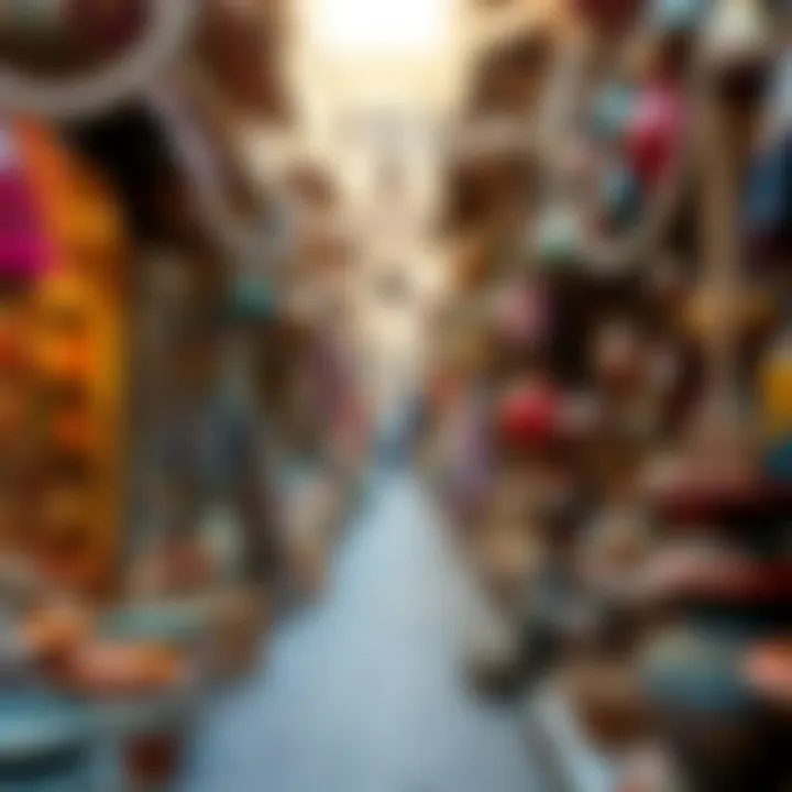 Unique Handcrafted Treasures in Local Souks Colorful stalls in a local souk offering unique handcrafted items