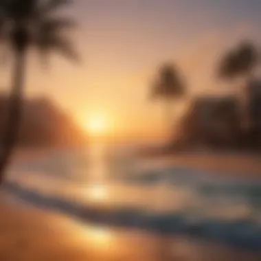 Stunning Sunset at Al Hudayriyat Beach Vibrant sunset casting golden hues over the tranquil waters of Al Hudayriyat Beach
