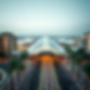 Aerial Perspective of Al Jafiliya Metro Station Aerial view of Al Jafiliya Metro station showcasing its modern design