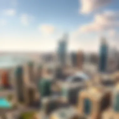 Panoramic View of Dubai with Al Sharafi Building Panoramic view of Dubai skyline featuring Al Sharafi Building