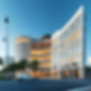 Architectural Marvel of Al Twar Center Stunning architectural view of Al Twar Center showcasing modern design features.