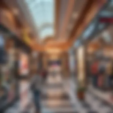 Interior shot of retail spaces filled with diverse shops.