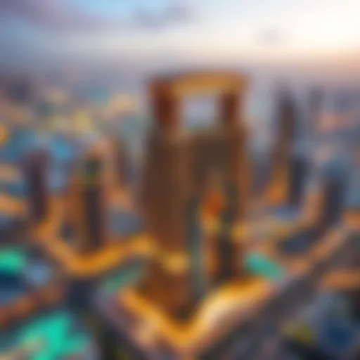 Stunning aerial view of Al Yasmeen Building showcasing its architectural brilliance against the Dubai skyline