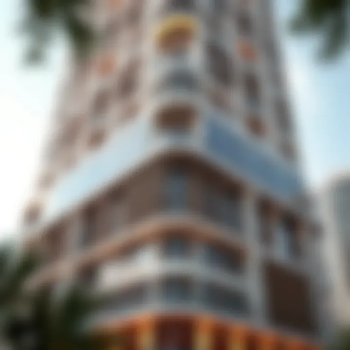 Facade Detail of Al Yasmeen Building Close-up of the intricate facade detailing of Al Yasmeen Building, highlighting modern design elements