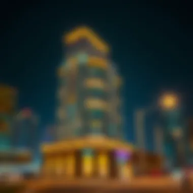 Night View of Al Yasmeen Building Night view of Al Yasmeen Building illuminated, reflecting its role in Dubai's vibrant urban landscape