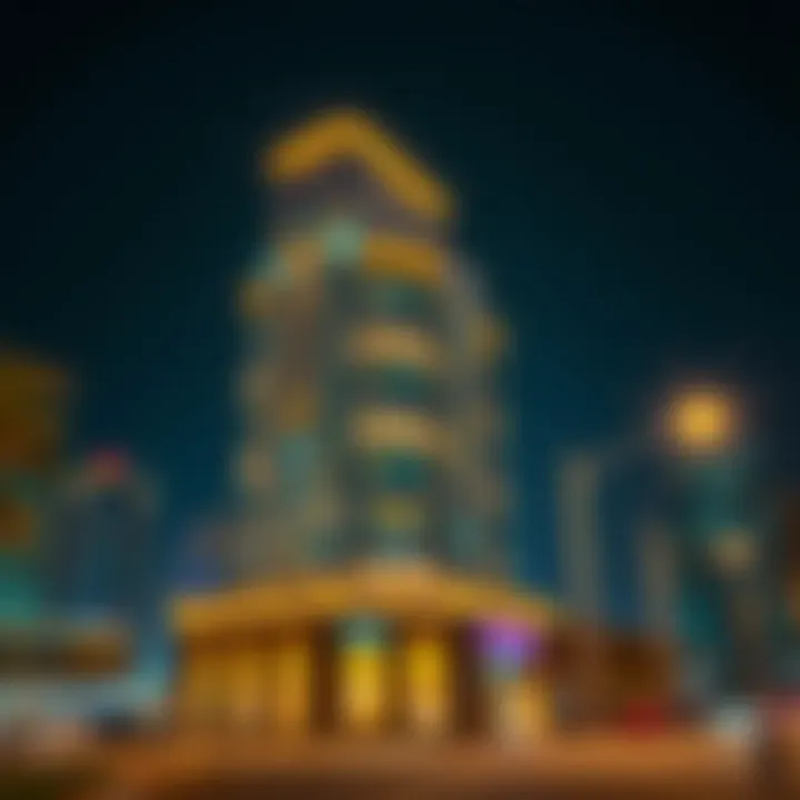 Night View of Al Yasmeen Building Night view of Al Yasmeen Building illuminated, reflecting its role in Dubai's vibrant urban landscape