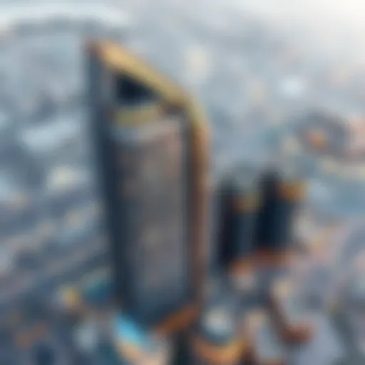Stunning Architecture of Amal Tower Aerial view of Amal Tower showcasing its architectural design