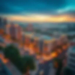 Aerial view of a vibrant Azizi Properties development