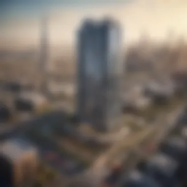 Aspen Tower: Prime Location in the Heart of Dubai Aerial shot highlighting the strategic location of Aspen Tower in Dubai