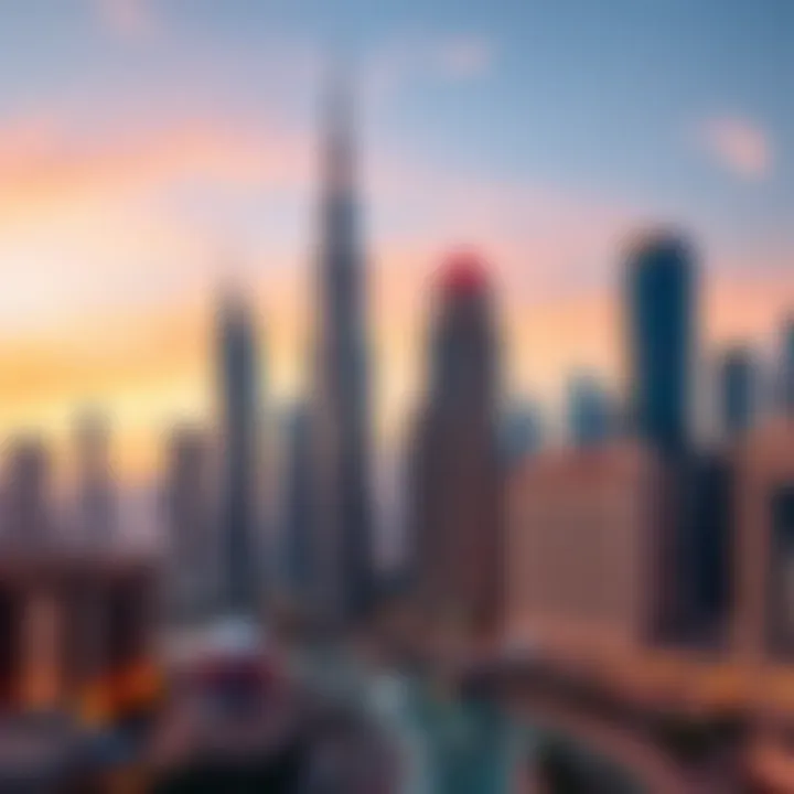 Dubai's Luxurious Residential Skyline Stunning skyline view of Dubai showing luxurious residential towers