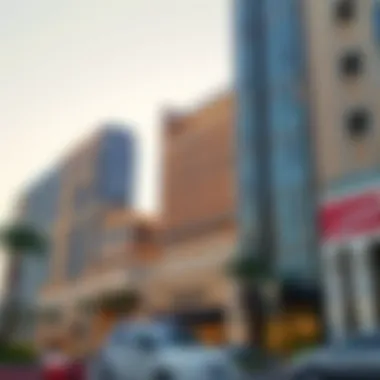 The architectural facade of Burj Al Nahda showcasing modern design elements