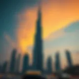 Stunning view of Burj ME against the sunset
