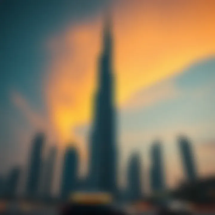 Stunning view of Burj ME against the sunset