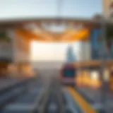 A panoramic view of JBR 1 Tram Station showcasing its architectural elegance