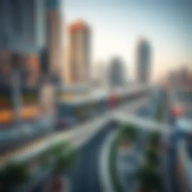 Urban Connectivity of JBR 1 Tram Station An aerial perspective highlighting JBR 1 Tram Station's connectivity with Dubai's urban landscape