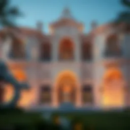 Stunning villa architecture showcasing intricate design elements