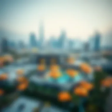 Aerial view of the Villa Project within the Dubai skyline