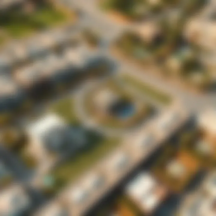 Aerial View of Mirdif's Residential Charm Aerial view of Mirdif highlighting its spacious greenery and residential areas