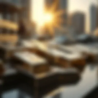 Elegant display of silver bars in sunlight