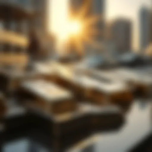 Elegant display of silver bars in sunlight