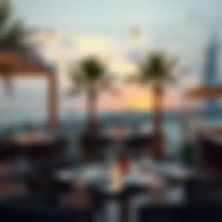 Outdoor Terrace Dining with Sunset Views An elegant outdoor terrace with sunset views