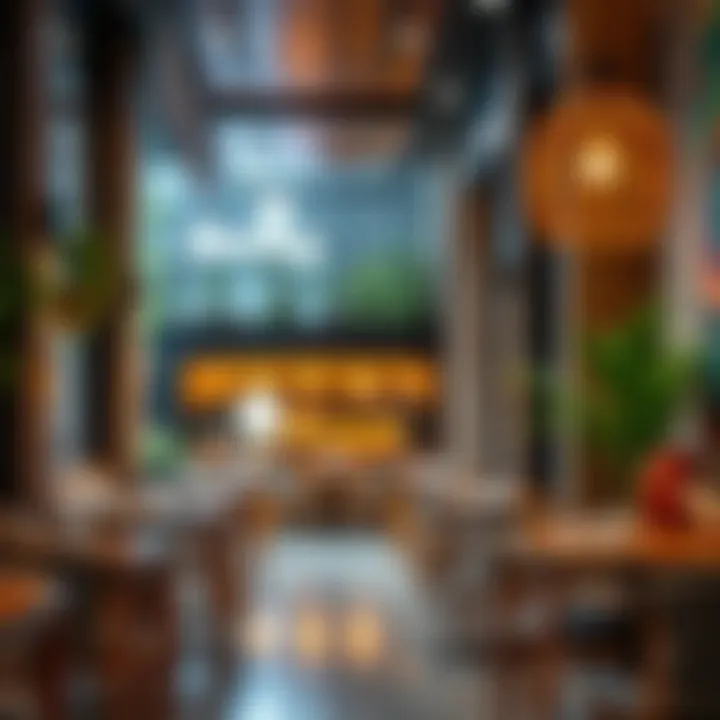 Contemporary Cafe Ambiance in Dubai Hills Interior ambiance of a contemporary cafe in Dubai Hills