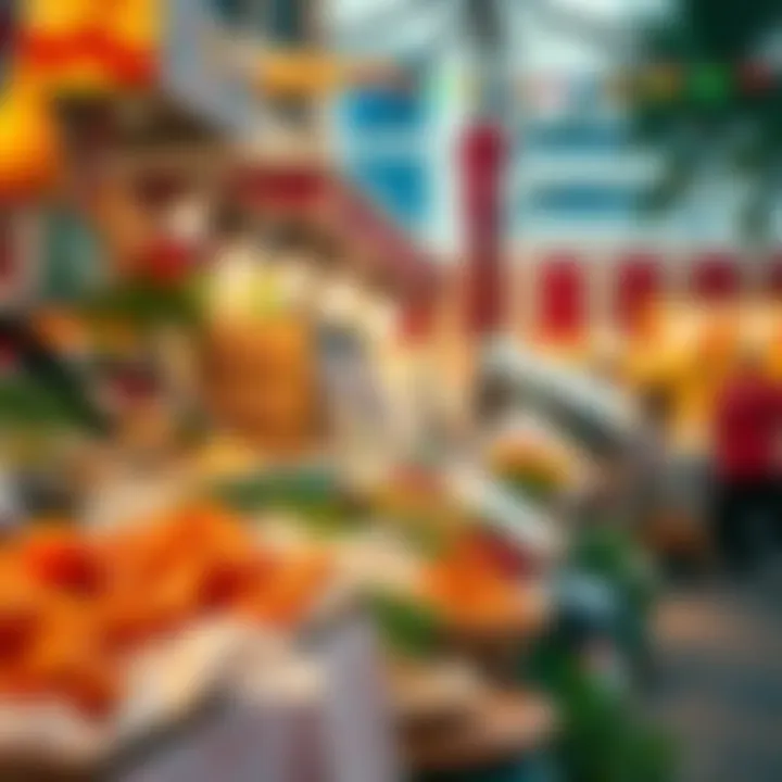 Local Delicacies at Dubai Hills Food Market Vibrant food market scene showcasing local delicacies in Dubai Hills