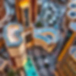 Aerial view showcasing the grandeur of the Dubai Mall area