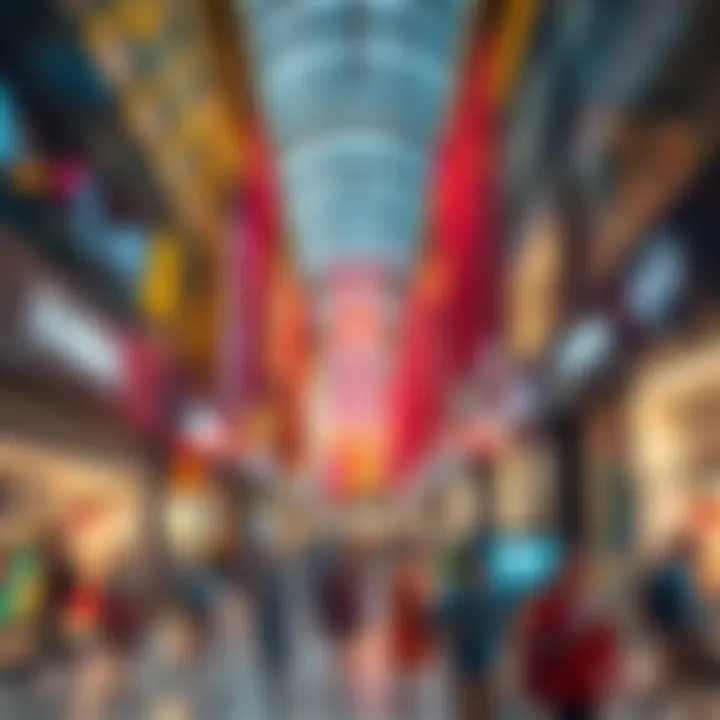 Experience the Vibrancy of Dubai Mall Vibrant atmosphere inside Dubai Mall with shoppers and attractions