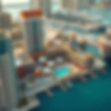 Aerial view of Dubai Marina showcasing community amenities