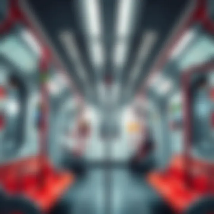 Interior of a Dubai Metro Train on the Red Line Interior view of a Dubai Metro train on the Red Line with passengers