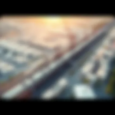 Aerial view of a new Dubai Metro station under construction