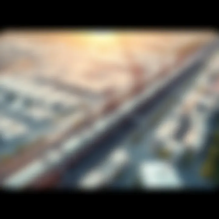 Aerial view of a new Dubai Metro station under construction