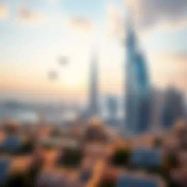 Panoramic skyline showcasing Burj Al Shamsa alongside other landmarks