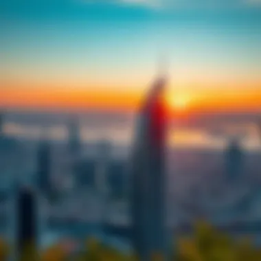 Stunning Sunset View of Elite Residences Tower Breathtaking view of Elite Residences Tower at sunset