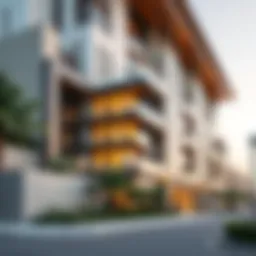 Exterior view of Etihad Eco Residence showcasing contemporary architecture