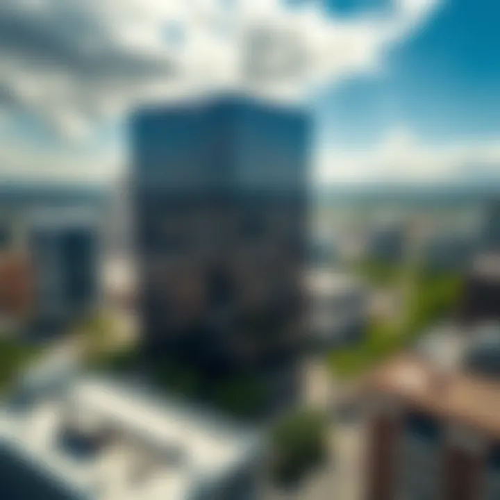 Aerial Perspective of 404 Bay Square Building 7 Aerial shot of 404 Bay Square Building 7 within the Bay Square complex