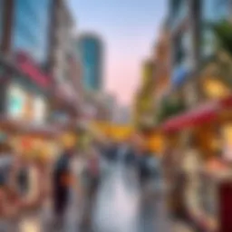 Vibrant marketplace bustling with shoppers