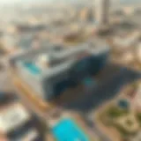 Aerial view of Al Karama Business Center showcasing its architectural design and surroundings