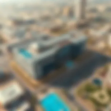 Aerial Perspective of Al Karama Business Center Aerial view of Al Karama Business Center showcasing its architectural design and surroundings