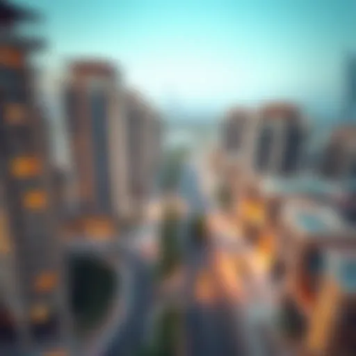 Aerial view of Al Zeina community showcasing luxury residential buildings