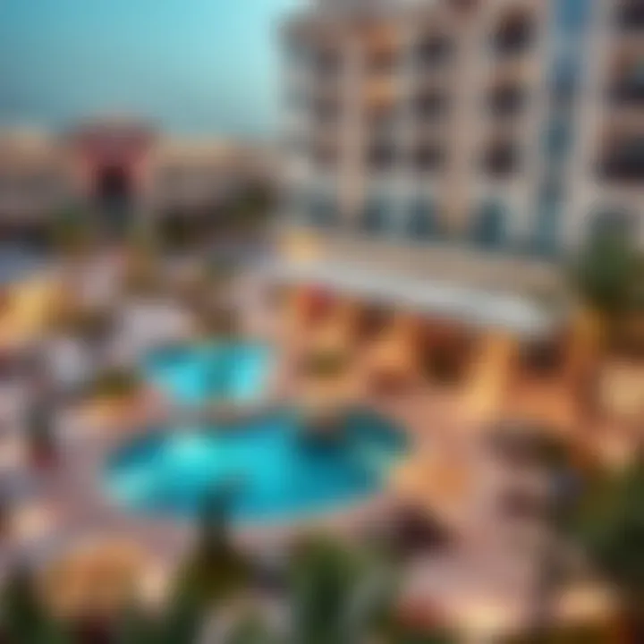 Community amenities including pools, parks, and shopping areas in Al Zeina