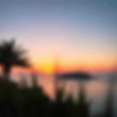 Tranquil Sunset Over Private Island A tranquil sunset view over a private island, evoking a sense of peace and exclusivity.