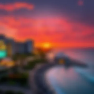 Vibrant sunset over Almamzar Beach highlighting its recreational appeal