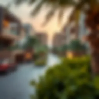 Luxury Living: Residential Areas in Dubai Luxurious residential area in Dubai with lush greenery