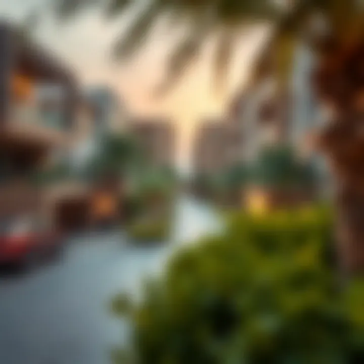 Luxury Living: Residential Areas in Dubai Luxurious residential area in Dubai with lush greenery