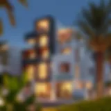 Modern residential facade of Azizi Montrell showcasing architectural elegance