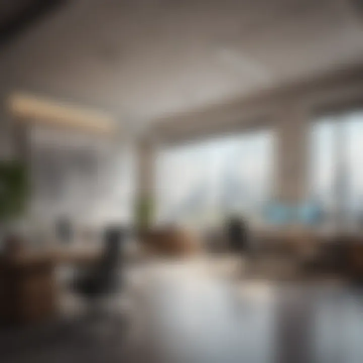 Interior workspace of Azizi Office with contemporary design and amenities