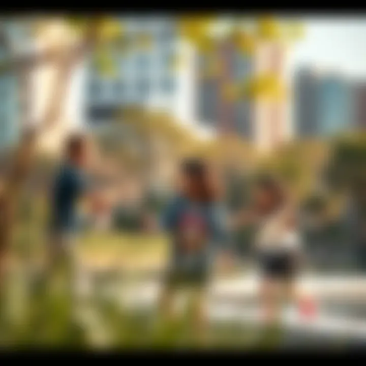 Families Engaging in Outdoor Fun Families enjoying recreational activities at Barsha Pond